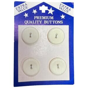 Vintage Cream White Textured Buttons 4pc Card Two Hole Three Quarter